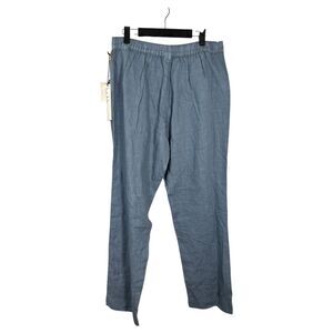 Nicole Miller 100% Linen Chambray Denim Flowy Wide Leg Pants Large NEW with Tags